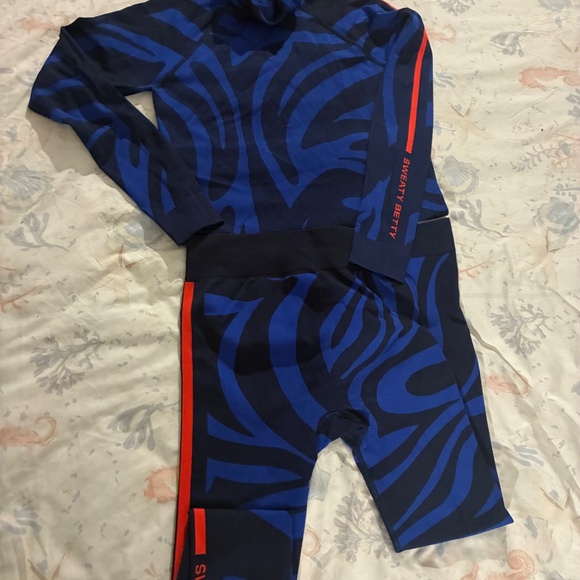 Sweaty Betty Womens Navy Black and Orange Leggings - Picture 3 of 6